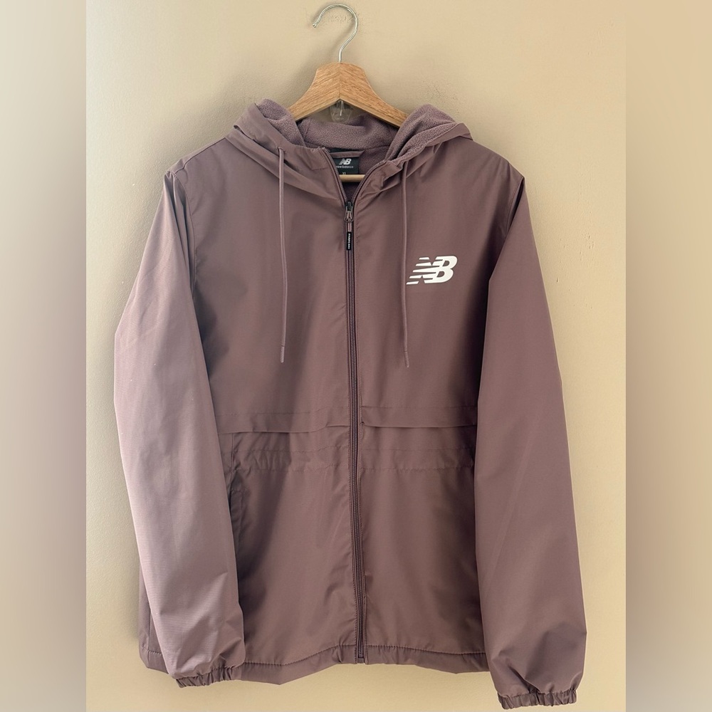 EUC New Balance Women's Mauve Utility Hooded Windbreaker Jacket Size XL